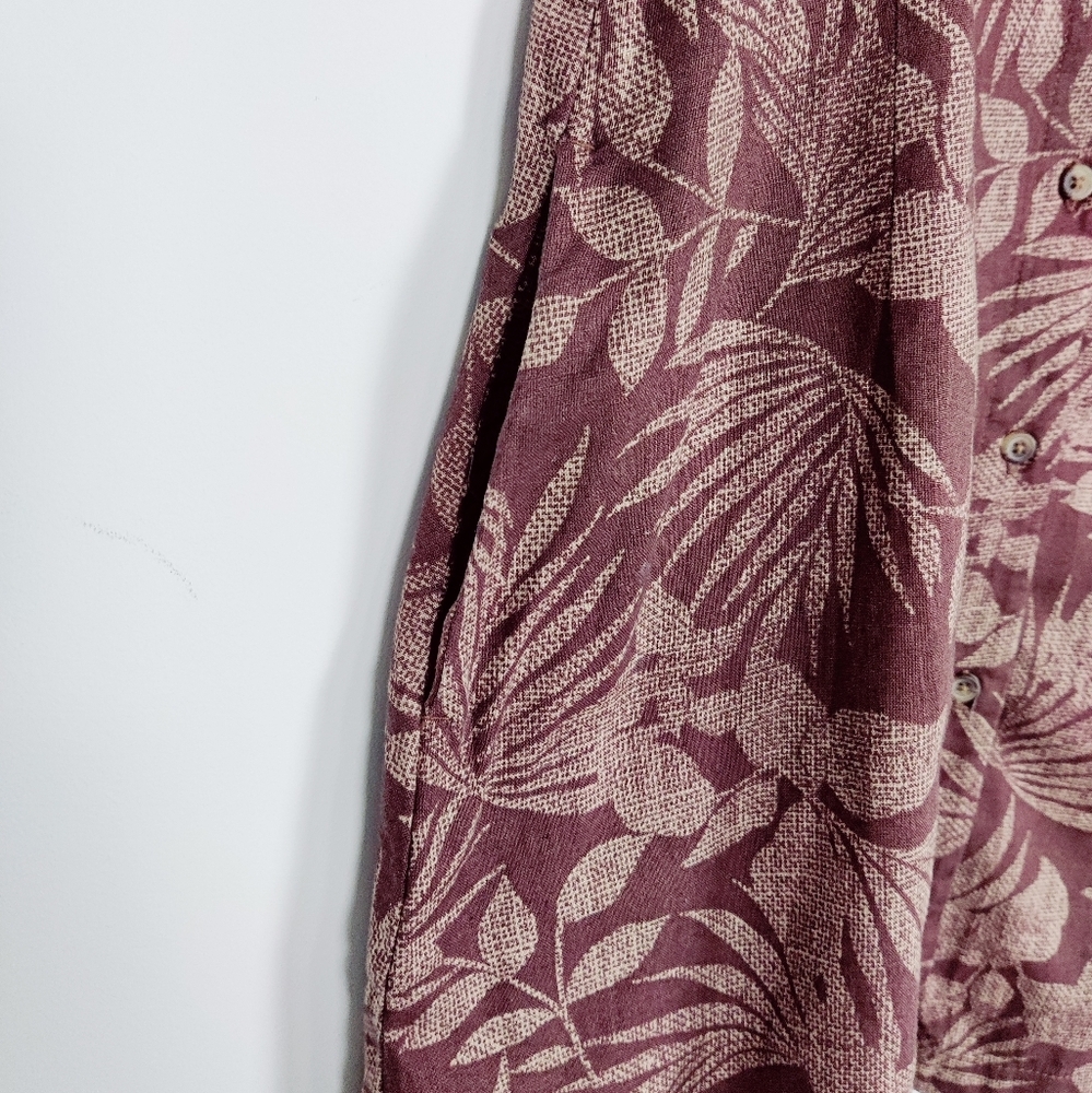Joe Fresh Burgundy Floral Print Short-Sleeve Midi Dress - Picture 2 of 10